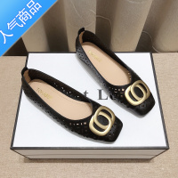 SUNTEK复古镂空单鞋女2023春夏季新款时尚大码软底浅口洞洞平底包头凉鞋