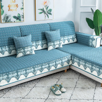 家柏饰(CORATED)四季通用防滑沙发垫坐垫子布艺全包萬能沙发套罩沙发盖布沙发巾 清婉蓝灰 110*110cm