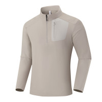 JPDUN秋季新款半拉链长袖T恤无缝压胶口袋立体剪裁卫衣男