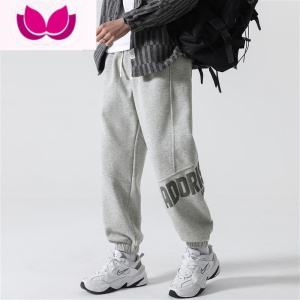 七斓夏季款潮牌宽松束脚字母卫裤美式拼接休闲长裤男百搭运动裤潮