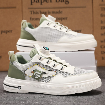 男士2025新款舒适透气平跟浅口拼色休闲百搭日常免系带男款板鞋