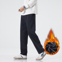 美式高端秋冬保暖加绒休闲裤男士新款宽松百搭直筒潮流长裤男