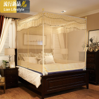 1.5x1.9米蚊帐新款防摔蒙古包方顶拉链式t型三开2.0m床双人家用 三维工匠