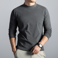老钱风含羊毛桑蚕丝卫衣男秋季新款长袖纯色休闲男士打底衫