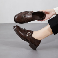 真皮流苏乐福单鞋女2026春季新款jk黑色一脚蹬英伦布洛克小皮鞋