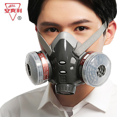安爽利 防毒面具化工喷漆农药甲醛异味防烟电焊防气体防毒口罩装修 换活性炭颗粒 308防毒+风镜+2个过滤盒