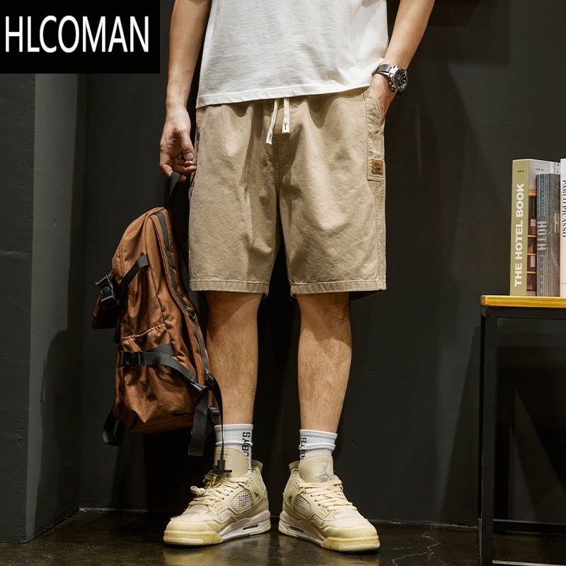 HLCOMAN美式短裤男夏季薄款外穿宽松直筒五分中裤潮牌痞帅工装休闲裤