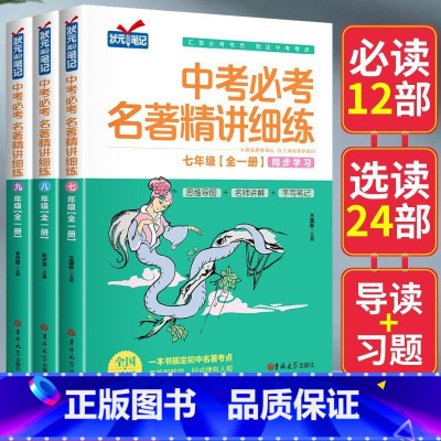[中考全3册]中考必考名著精讲细练 初中通用 [正版]抖音同款中考名著精讲细练初中名著导读考点精练状元满分笔记七八九年级