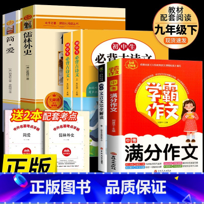 九年级下必读名著+中考满分作文+文言文+初中古诗文 [正版]书籍 简爱和儒林外史全2册原着完整版九年级下册必读书无删减初