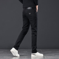 纯黑色男裤牛仔裤高端时尚弹力直筒裤男款百搭修身显瘦休闲裤男士_163287