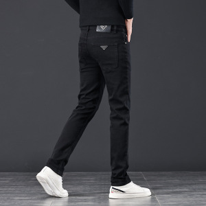 纯黑色男裤牛仔裤高端时尚弹力直筒裤男款百搭修身显瘦休闲裤男士_163287