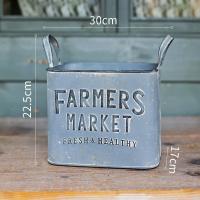 美帮汇欧式铁艺手提花桶花篮复古装饰花器干花插花摆设铁皮花盆 铁艺花桶(大号) 大