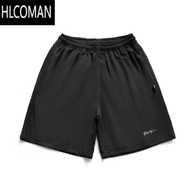 HLCOMAN国潮夏季薄款冰丝速干宽松运动裤美式潮牌尼龙休闲短裤男女