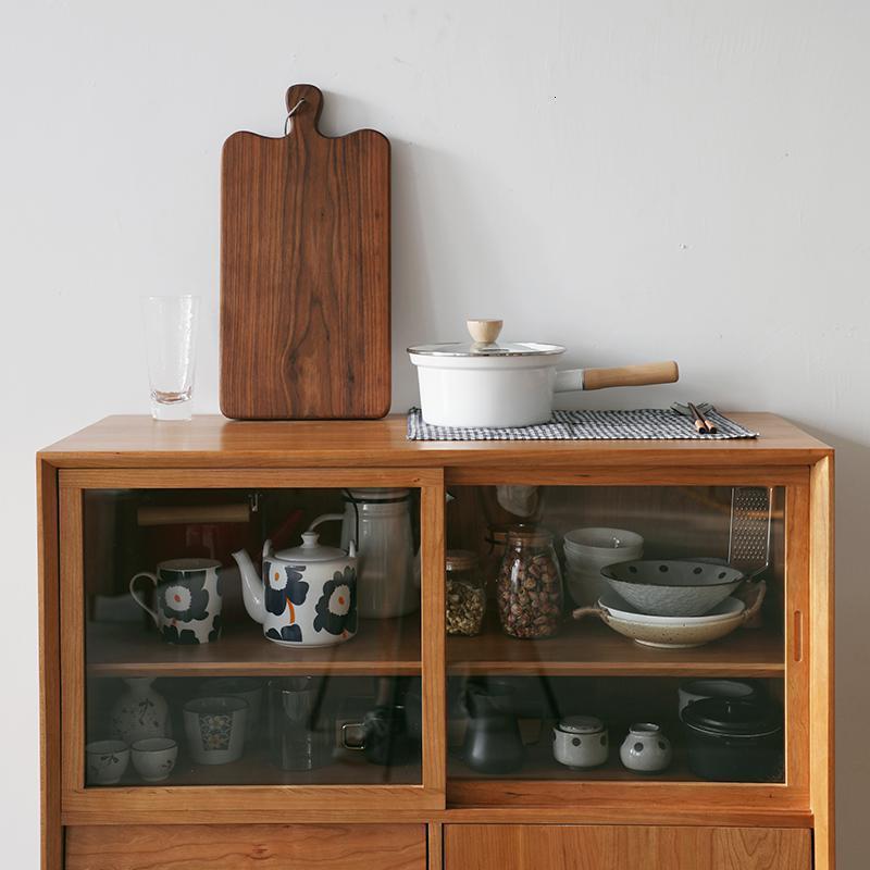 森美人北欧实木餐边柜餐厅碗柜白橡樱桃木客厅茶水柜边柜储物展示柜