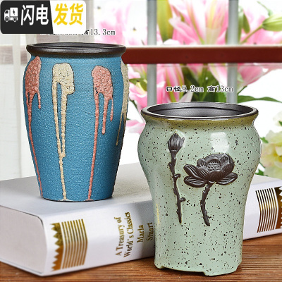 三维工匠多肉花盆大号老桩高盆大口径老庄植物创意简约陶罐粗陶陶瓷小花盆 玉颜花盆2件套 中等花盆容器
