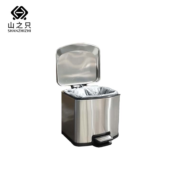 山之只 不锈钢翻盖缓降垃圾桶 方型5L 个