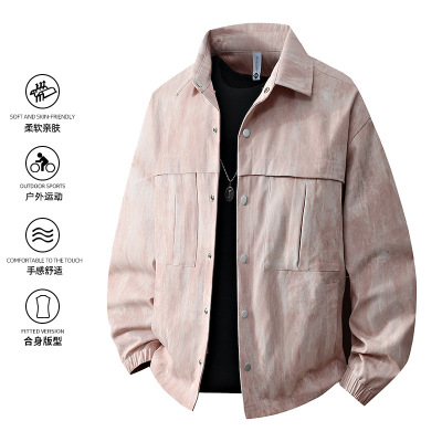春秋新款休闲百搭夹克男潮流时尚翻领情侣外套宽松工装潮牌外套男