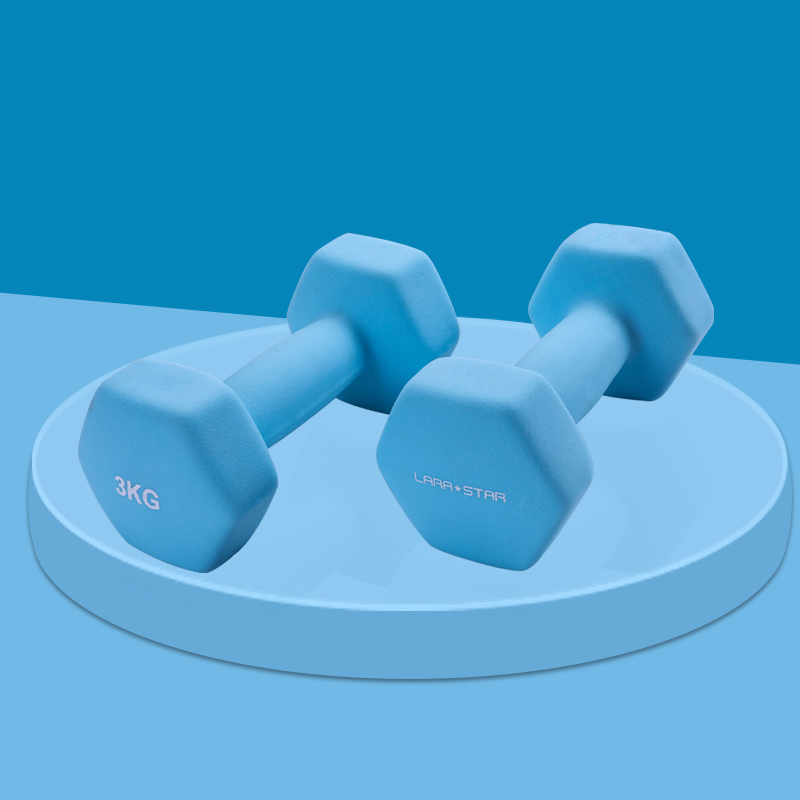 劳拉之星3052健身小哑铃健身家用塑形手臂浸塑六角哑铃男女儿童 3KG 两只装 均码