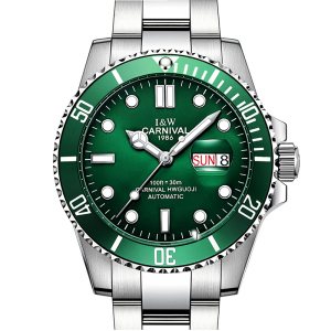 金悦达KINYUED正品新款绿水鬼手表男士全自动机械表镂空男表大表盘夜光军表防水钢带腕表 绿水鬼机械表