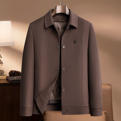 冬季新款双面羊毛大衣男式修身短款脱卸内胆羊毛呢子休闲夹克外套_1