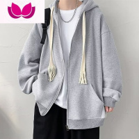 七斓开衫卫衣男连帽款潮牌夹克秋装上衣服加绒加厚美式外套