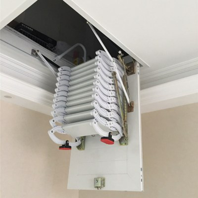 闪电客全自动钛镁合金阁楼伸缩楼梯手动拉伸梯室内隐形升降家用伸缩梯子手动高配款-加厚钛镁70*90/70*100