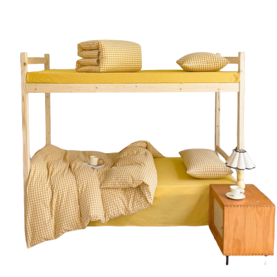 铭思沃四件套2米床黄小格 套