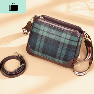 皮豆腐包box格子女包新款2020时尚宽带小方包斜挎单肩大容量包NEW LAKE 绿格子女斜挎包 绿格子