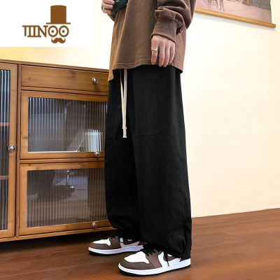 YANXU日系工装裤男款秋季美式复古高街宽松cityboy休闲阔腿直筒长裤子