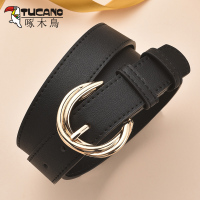 啄木鸟皮带女2025新款真皮装饰简约百搭合金扣头配牛仔裤牛皮腰带