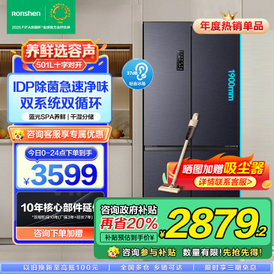 容声(Ronshen)501Pro十字四门IDP双净双系统冰箱风冷无霜变频家用[501升级款]BCD-501WD3FPZ