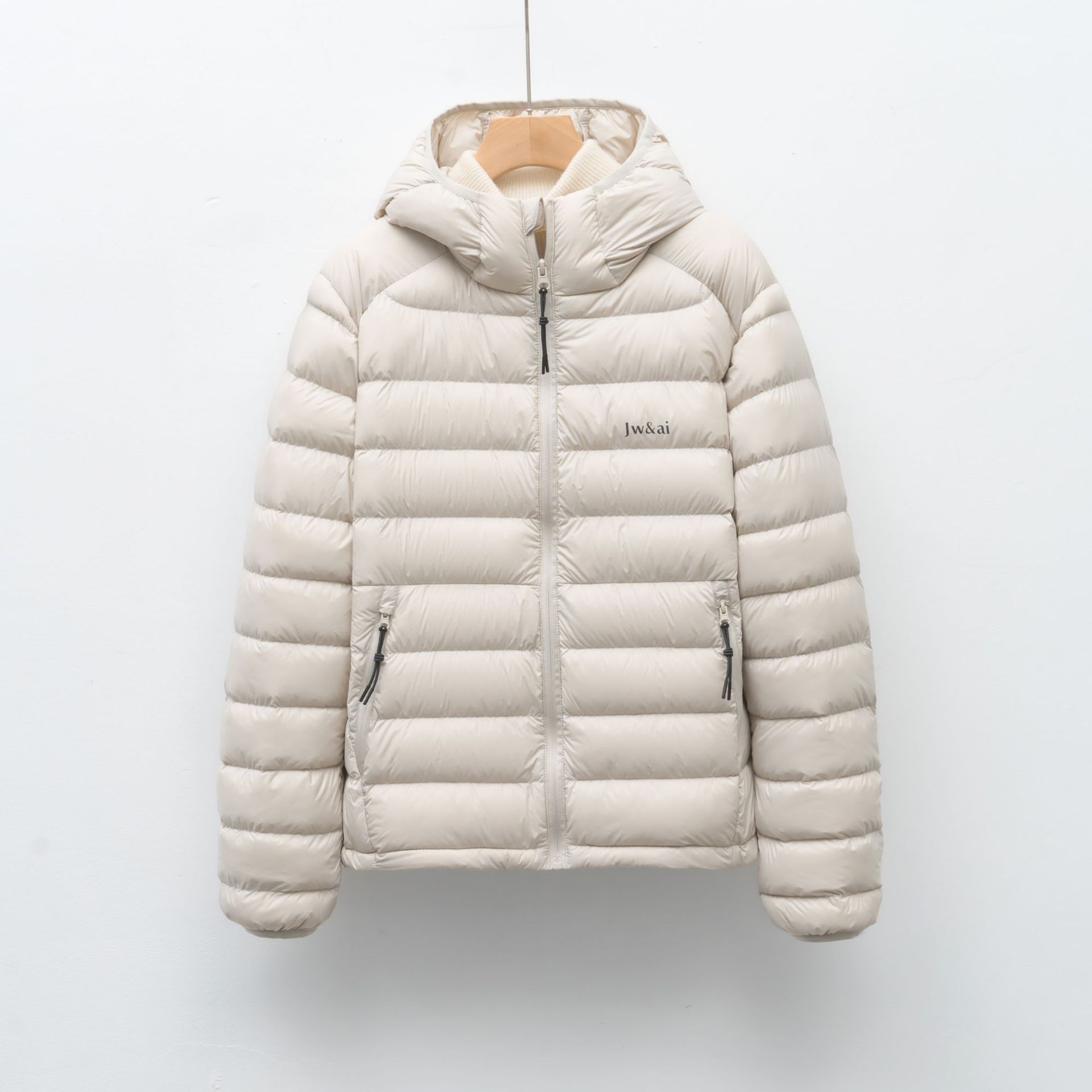 90绒秋冬新国标轻薄简约纯色女连帽时尚保暖羽绒服外套_120