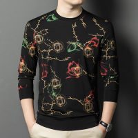 春季卫衣男中青年新款潮流印花圆领长袖体恤衫