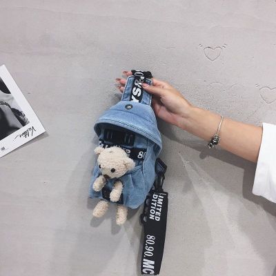 派尼美特小熊帆布包包女2020新款潮可爱学生胸包ins网红单肩斜挎腰包