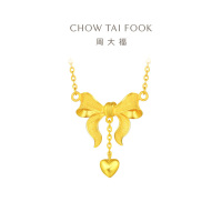 周大福完美婚嫁系列蝴蝶结足金黄金项链计价(工费:460元 )F193290七夕礼物