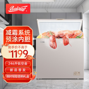 白雪冷柜BD/C246DS家用商用减霜冰柜香槟金冷冻冷藏转换冷冻箱246升一级节能
