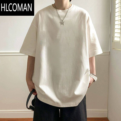 HLCOMAN短袖T恤男夏季大码圆领半袖港风ins潮牌宽松五分袖青少年休闲体恤