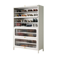 DXBG家用门口鞋柜室内入户储物柜一体翻门钢制4门8层60宽-白