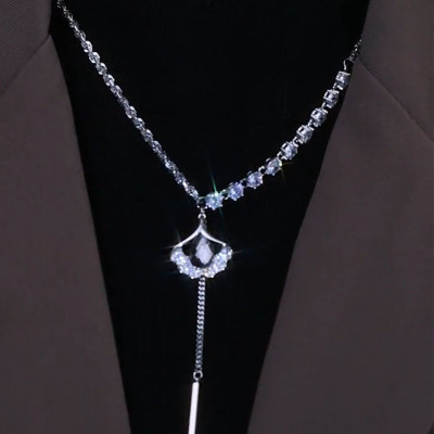 轻奢小众镶钻长款项链个性潮流独特设计秋冬毛衣链高级感配饰颈链送女朋友老婆情人节七夕生日礼物