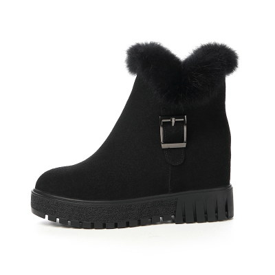 FISHBASKET雪地靴女2020年新款冬季内增高短筒棉鞋防滑加绒保暖厚底毛毛鞋女靴子