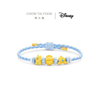 周大福迪士尼公主系列仙蒂公主足金黄金转运珠配蓝白编绳女R37486