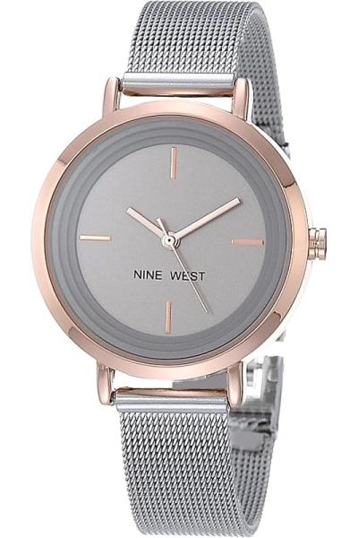 Anne Klein手表女秒针石英圆形表盘34毫米不锈钢带商务休闲女表