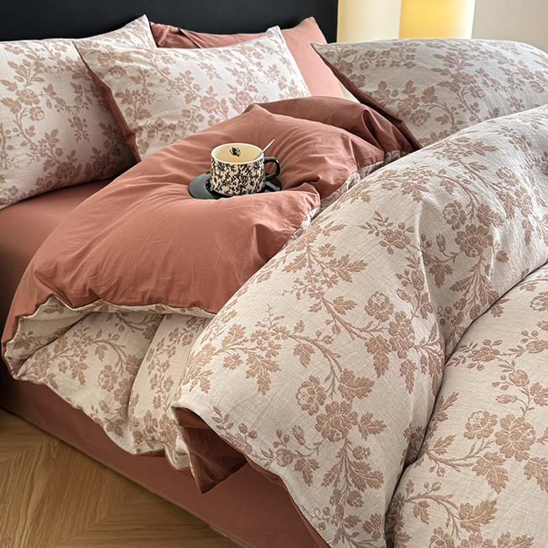 高级感纯棉三层纱床上四件套全棉2026新款高档床单被套罩四季通用