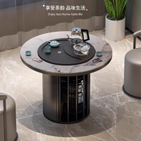 鑫环境 直径80CM岩板圆形小茶桌不含椅 家用阳台功夫泡茶台