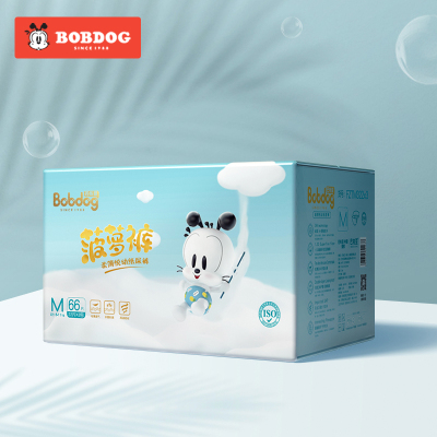巴布豆（BOBDOG）柔薄悦动菠萝纸尿裤M码66片男女宝宝通用春夏全芯体透气尿不湿3包组合装