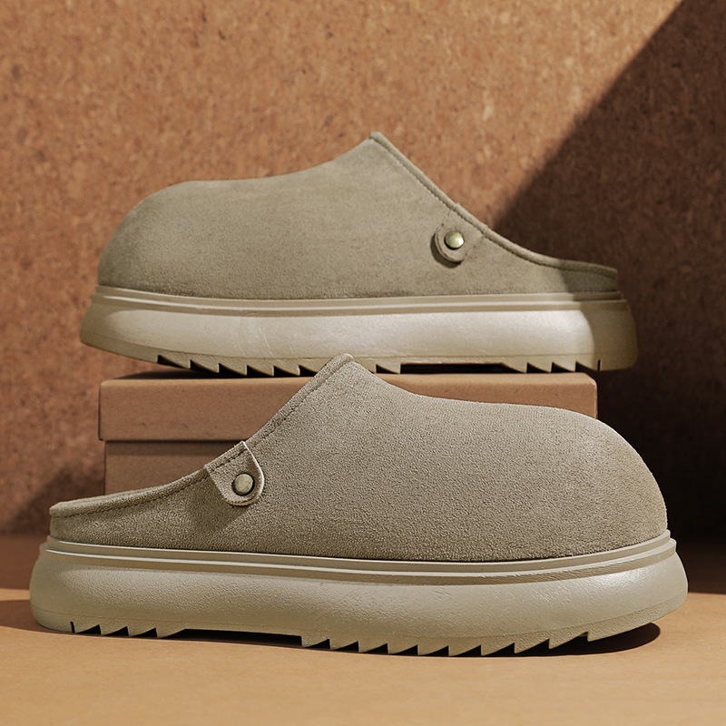 2026勃肯半拖男鞋春季外穿软底防滑一脚蹬复古男士大头懒人休闲鞋