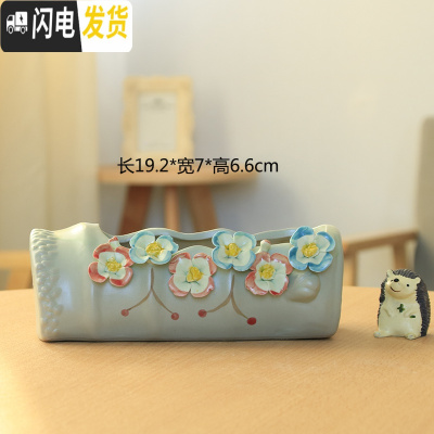 三维工匠韩式简约创意手工手绘捏花多肉花盆陶瓷花盆大小花盆 款24捏花 中花盆容器