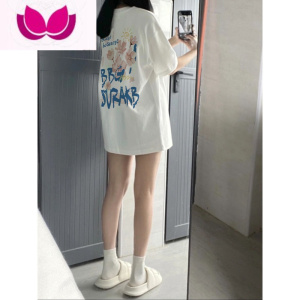 七斓美式复古辣妹正肩独特别致宽松上衣女春高级感白色短袖t恤女夏季