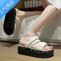 SUNTEK凉鞋女款2023新款夏季厚底高跟鞋子配裙子海边凉拖鞋两穿百搭气质