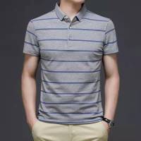 韩版男式夏季新款休闲男衫中青年翻领条纹商务宽松大码POLO衫
